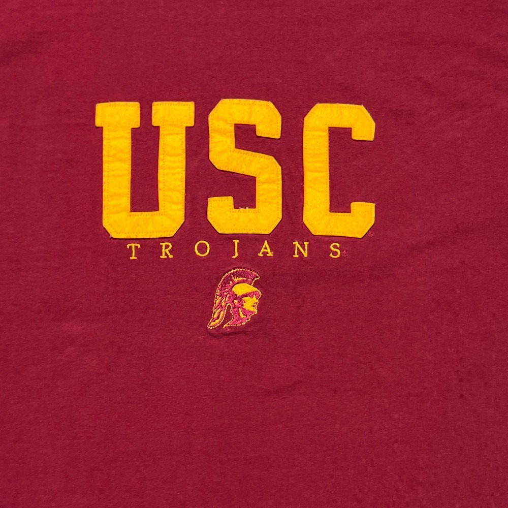 Vintage AS Sports USC Trojans T-Shirt XL Cardinal Red Embroidered Applique NCAA - Picture 4 of 7